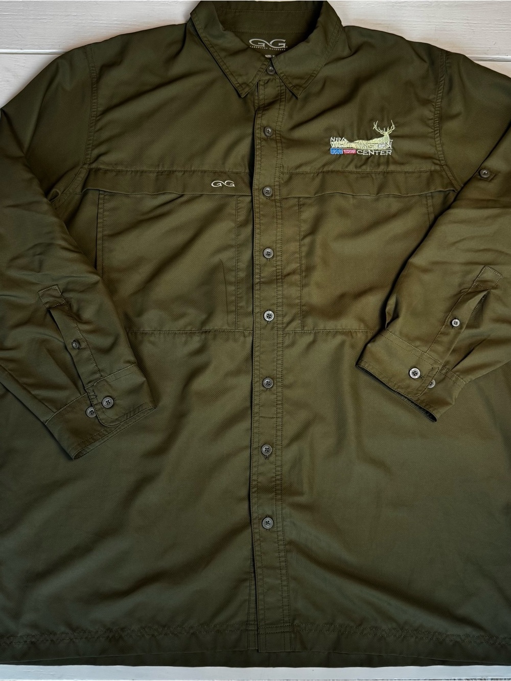 Gameguard Outdoors Men's Olive Green Performance Long Sleeve Button-Up Olive NRA